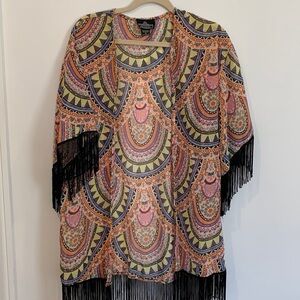 Women’s Angie Boho Style Kimono with Fringe - Size Medium